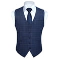 thumbnail image 1 of HISDERN Plaid Suit Vests for Men Formal Dress Vest Business Navy Blue Slim Fit Waistcoat for Wedding, 1 of 9