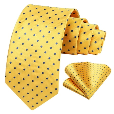 HISDERN Polka Dot Ties for Men Handkerchief Woven Classic Silk Mens Ties & Pocket Square Set Wedding Business