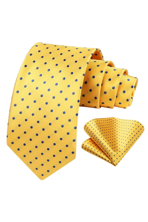Polka Dot Ties for Men Handkerchief Woven Classic Silk Mens Ties & Pocket Square Set Wedding Business