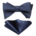 thumbnail image 1 of HISDERN Navy Blue Bow Ties for Men Self Tie Bow Tie Pocket Square Set Classic Satin Solid Bowties, 1 of 6