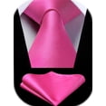 thumbnail image 1 of HISDERN Solid Color Ties for Men Business Tie and Pocket Square Set Classic Satin Mens Wedding Necktie,Pink, 1 of 11