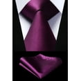 thumbnail image 1 of HISDERN Solid Color Ties for Men Business Tie and Pocket Square Set Classic Satin Mens Wedding Necktie,Purple, 1 of 8
