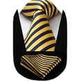 thumbnail image 1 of HISDERN Stripe Tie Mens Ties and Pocket Square Set Classic 3.4'' Silk Formal Striped Necktie, 1 of 7
