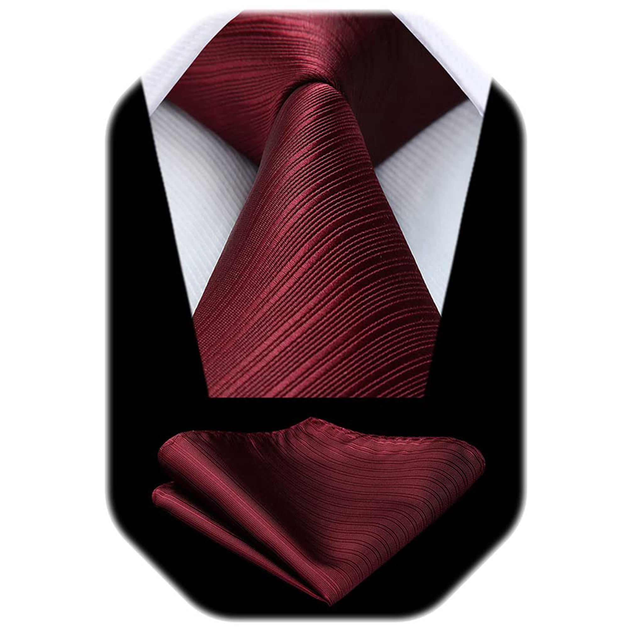 HISDERN Stripe Tie Mens Ties and Pocket Square Set Classic