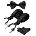 thumbnail image 1 of HISDERN Suspenders and Bow Ties for Mens Black Bowties Suspender Pocket Square Set Y Shape 6 Clips, 1 of 9