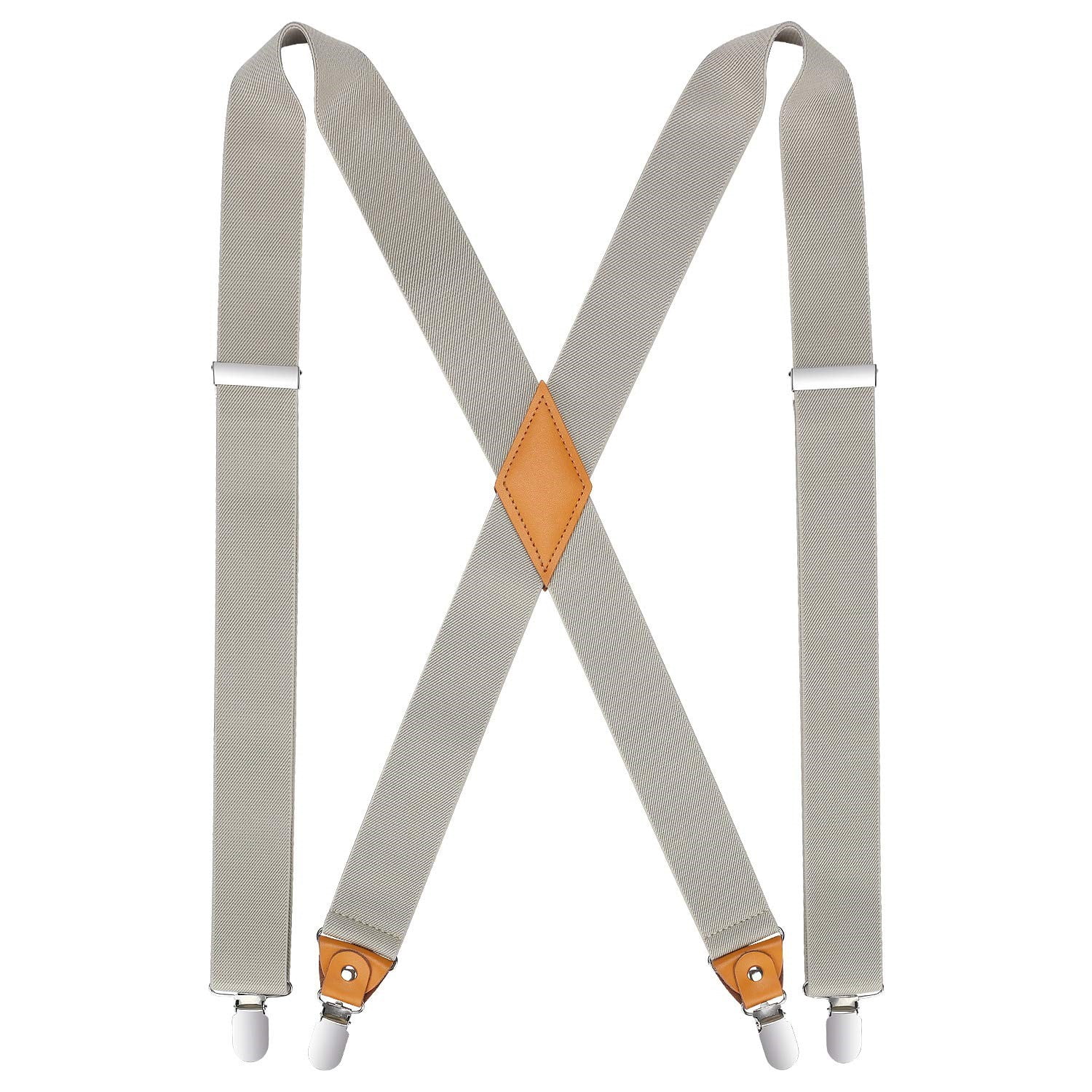 HISDERN Suspenders for Men Khaki Mens Adjustable Elastic Suspenders