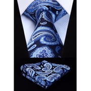 HISDERN Tie for Men Paisley Floral Tie Handkerchief Woven Business Formal Necktie Pocket Square Set