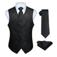 thumbnail image 1 of HISDERN Mens Vest Ties Sets Formal Waistcoat Paisley Black Necktie Pocket Square 3PC Suit Vests L, 1 of 7