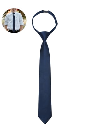 Ties for Child Navy Blue Solid Color Pre-Tied Necktie Weddings School Uniforms Kids Tie