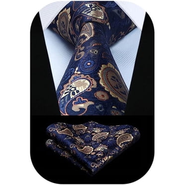 Royal Blue Ties For Men HISDERN Ascot Ties For Men Paisley Floral Ascot And Pocket Square Set Classic Self Tie Mens Cravat Handkerchief For Wedding, D-light Blue, One Size Wedding Handkerchief