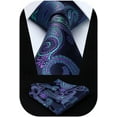 thumbnail image 1 of HISDERN Ties for Men Paisley Tie and Pocket Square Woven Classic Floral Mens Ties Handkerchief Set, 1 of 7