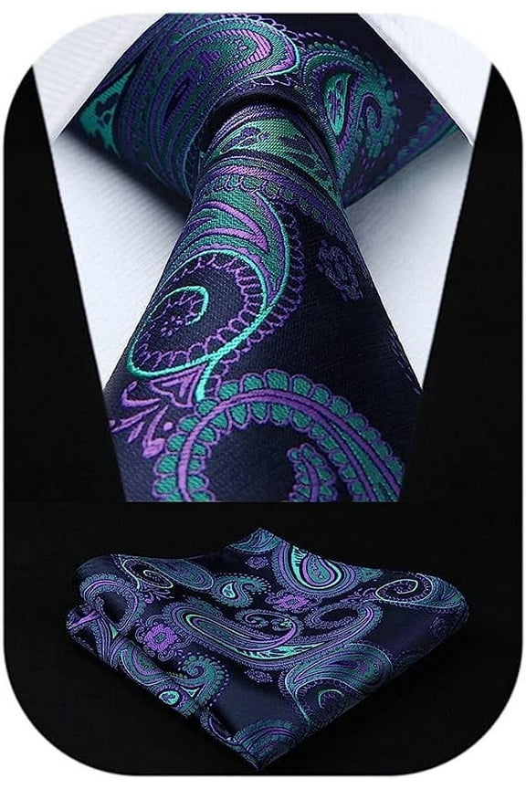 Ties for Men Paisley Tie and Pocket Square Woven Classic Floral Mens Ties Handkerchief Set