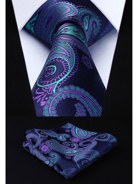 Ties for Men Paisley Tie and Pocket Square Woven Classic Floral Mens Necktie Handkerchief Set