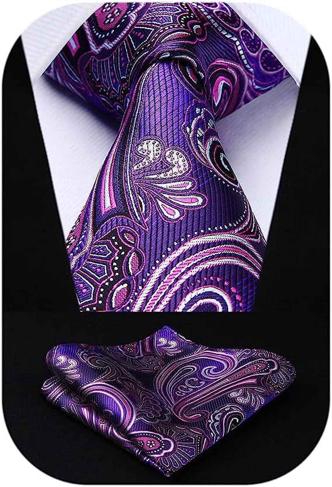 Enlision Men's Tie & Pocket Square Set - Stripe Woven Necktie With Handkerchief, Classic For Wedding & Business