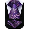 thumbnail image 1 of HISDERN Ties for Men Paisley Tie and Pocket Square Woven Classic Floral Mens Ties Handkerchief Set, 1 of 7