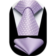 HISDERN Formal Ties for Men Business Mens Ties Pocket Square Tie Set Wedding Party Purple Neckties
