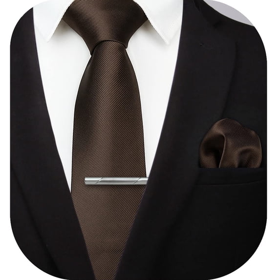 HISDERN Tie Clip Set for Mens Wedding Ties Solid Color Neckties and Pocket Square Clip Sets 3pc