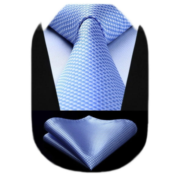 HISDERN Ties for Men Solid Houndstooth Neckties Handkerchief Formal Business Tie & Pocket Square Set