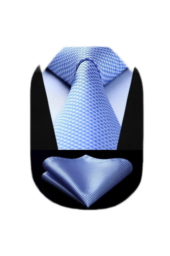 Ties for Men Solid Houndstooth Neckties Handkerchief Formal Business Tie & Pocket Square Set
