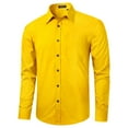 thumbnail image 1 of HISDERN Yellow Button Up Shirts for Men Casua Long Sleeve Formal Business Dress Shirt Gold S-2XL, 1 of 11