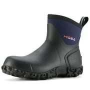 HISEA Ankle Rain Boots for Men Rubber Waterproof Outdoor Mud Bootie,Navy,US Size 7