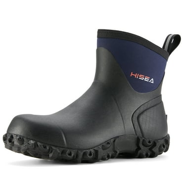 HISEA Ankle Rain Boots for Men Rubber Waterproof Outdoor Mud Bootie,Navy,US Size 8