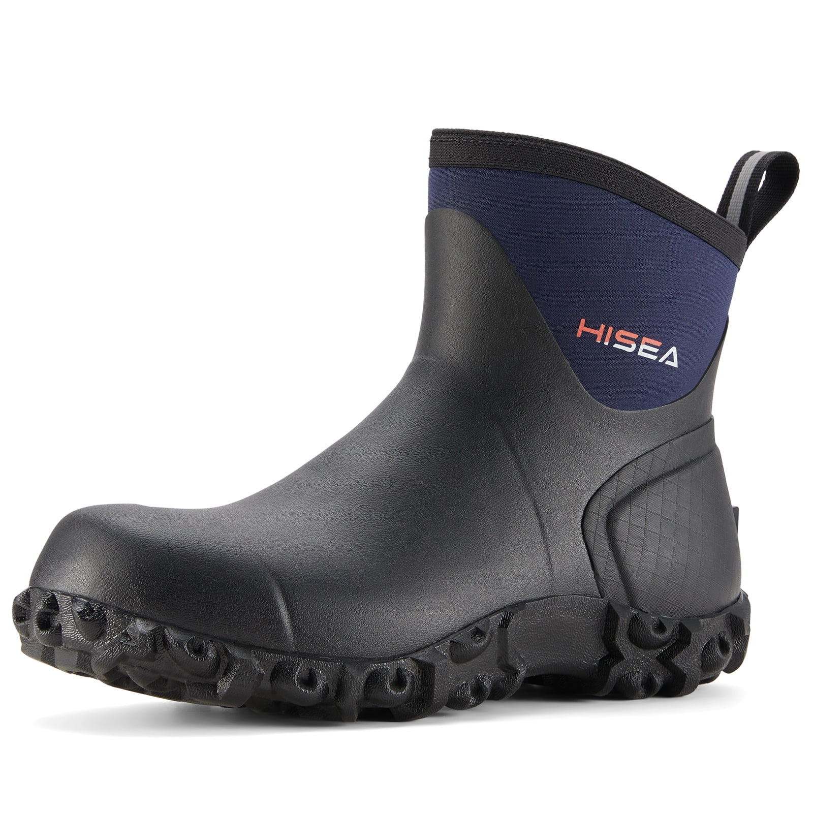 HISEA Ankle Rain Boots for Men Rubber Waterproof Outdoor Mud Bootie,Navy,US Size 9