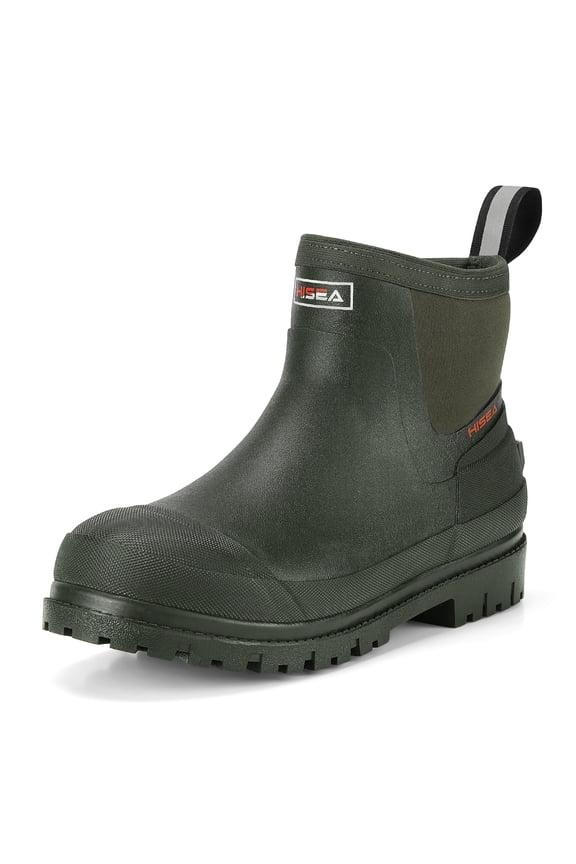 Chelsea Ankle Boots for Men,Rubber Waterproof Garden Mud Booties for Outdoor,Green,US Size 10