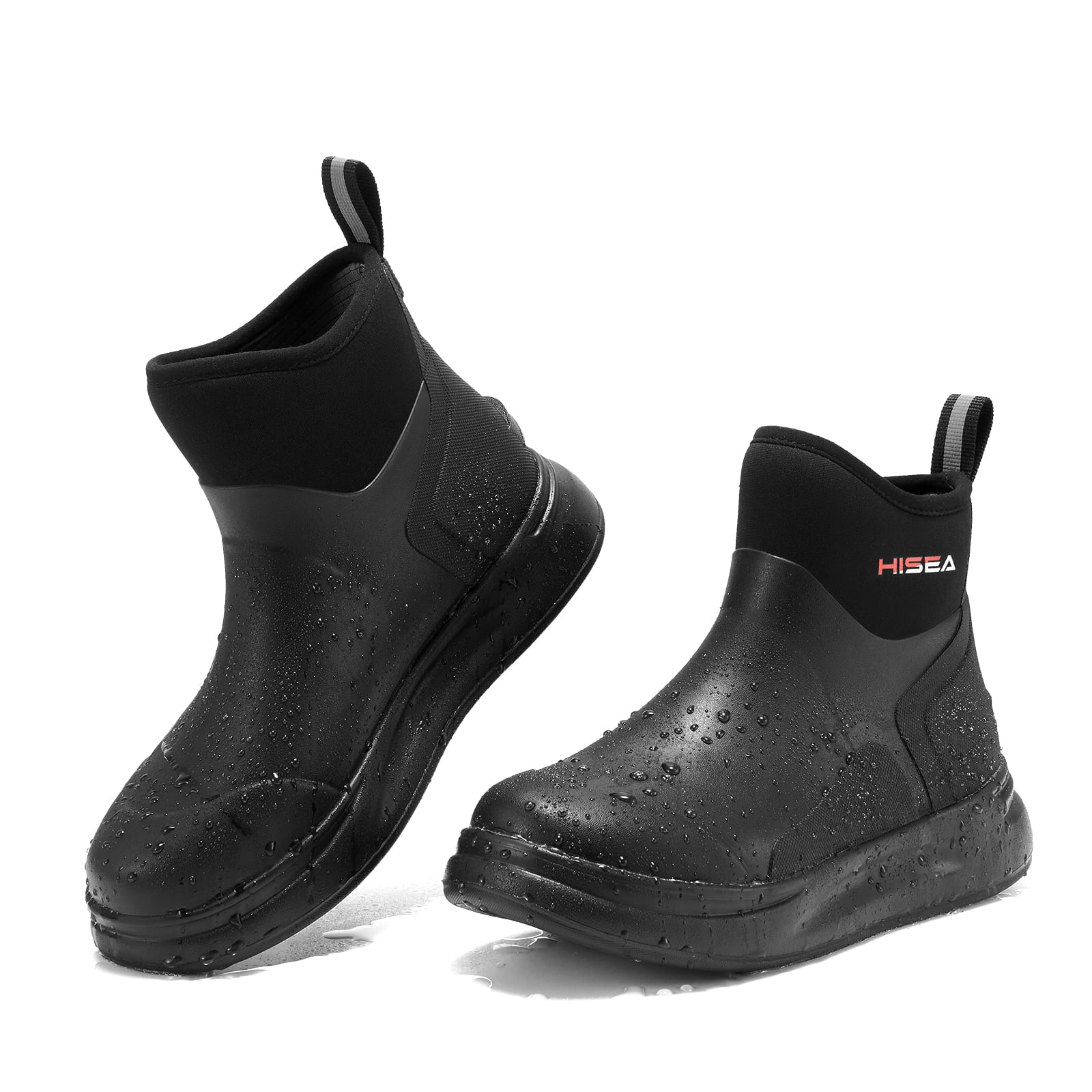 HISEA Chelsea Rubber Rain Boots for Women,Black,US Size 11