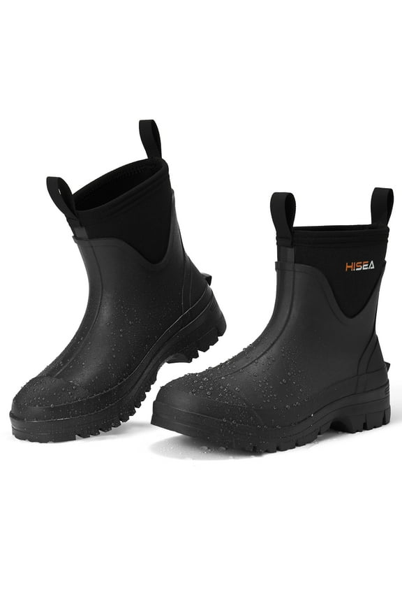 Chelsea Short Rain Boots for Men with Breathable Lining,Black,US Size 11