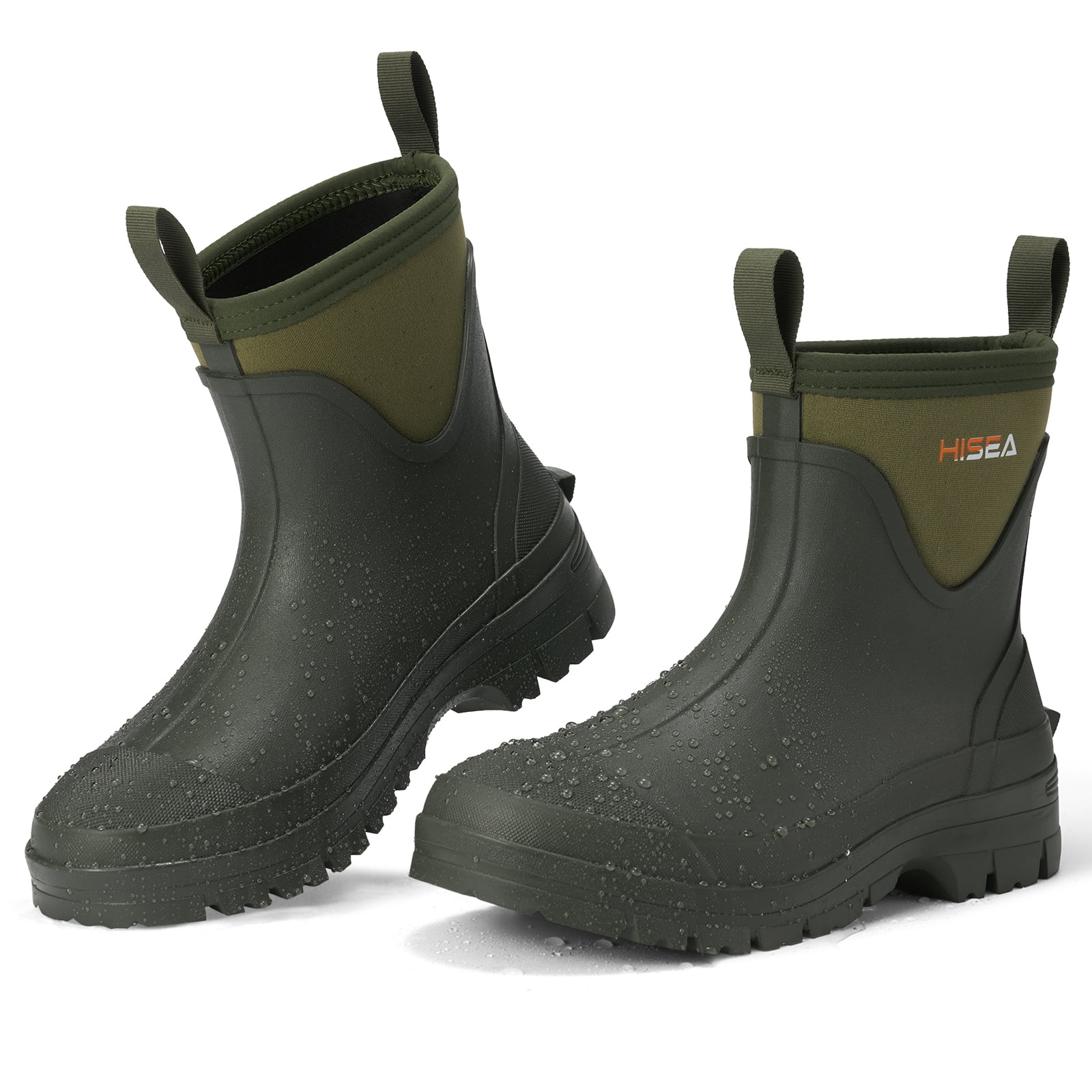 Chelsea Short Rain Boots for Men with Breathable Lining,Green,US Size 10
