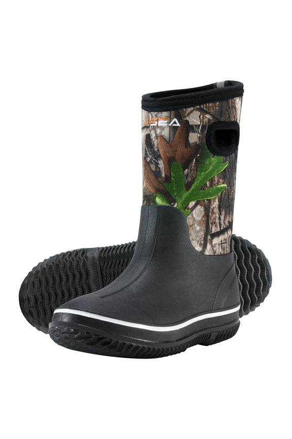 Kids Rain Boots for Boys Girls, Waterproof Insulated Rubber Neoprene Boots, Seamless Outdoor Boots with Handles Rainboot All Weather Mud Boots for Rain, Snow, Winter and Muck, Size 5BK Camo