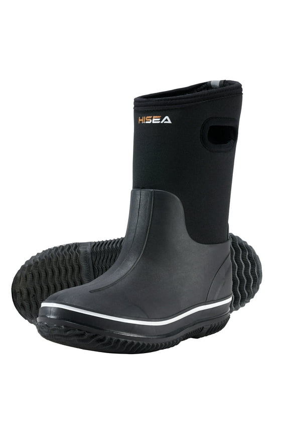 Kids Rain Boots for Boys Girls, Waterproof Insulated Rubber Neoprene Boots, Seamless Outdoor Boots with Handles Rainboot All Weather Mud Boots for Rain, Snow, Winter and Muck, Size 3LK Black