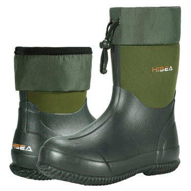 HISEA Men's Ankle Rain Boots Waterproof Garden Boots Rubber Muck Mud Boots Outdoor Work Boots