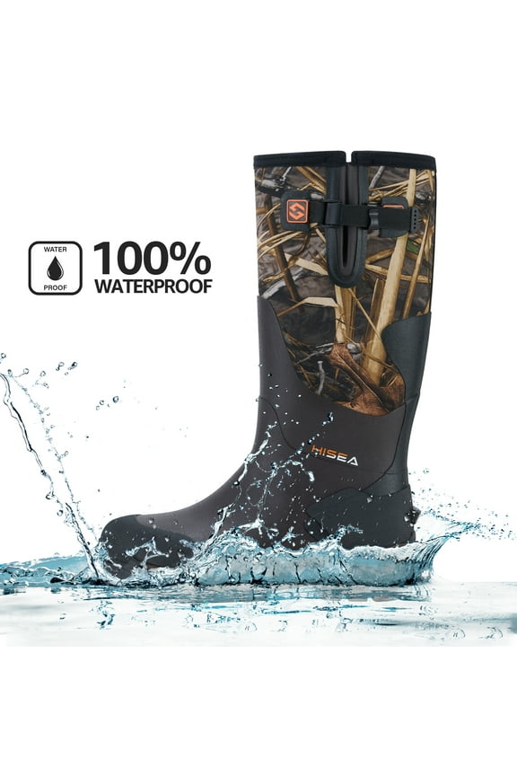 Men's Hunting Boots for Mud Working Farming Fishing, Adjustable Calf, Camo Evos, US Size 10