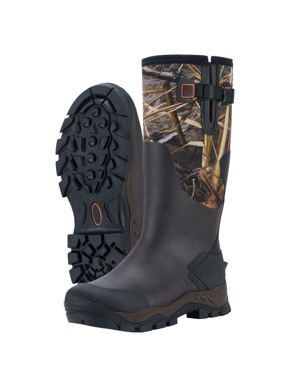 Men's Hunting Boots for Mud Working Farming Fishing, Adjustable Calf, Camo Evos, US Size 13
