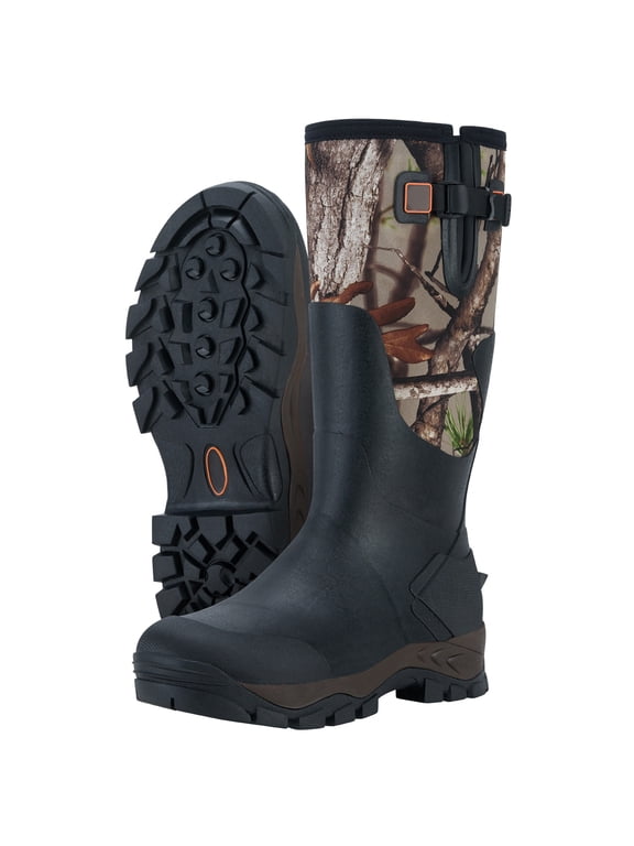 Men's Hunting Boots for Mud Working Farming Fishing, Adjustable Calf, Camo Vista, US Size 13