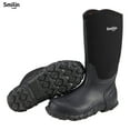 thumbnail image 1 of SMILIN Waterproof Rain Boots for Men, Mid Height Rubber Mud Boots for Outdoor Garden, Black, Size 10, 1 of 8