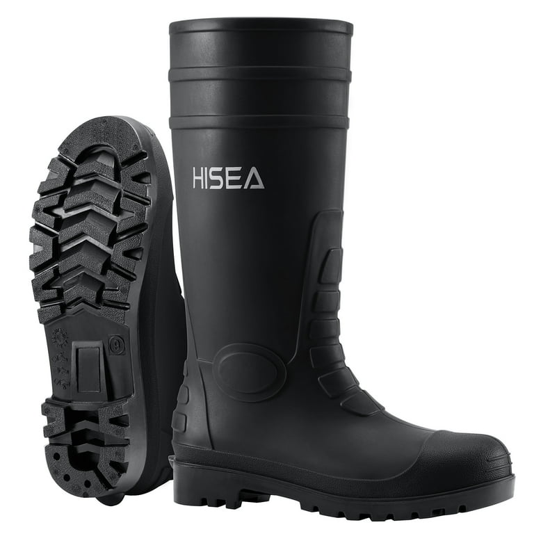 HISEA Men's Rain Boots with Steel Shank, Waterproof Rubber