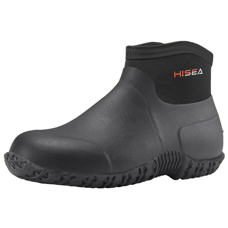 HISEA Men s Rain Shoes Ankle Height Rubber Garden Boots Insulated Waterproof for Muck Mud Working Outdoor Walmart