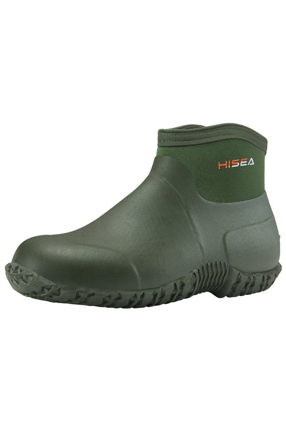 Men's Rain Shoes Ankle Height Rubber Garden Boots Insulated Waterproof for Muck Mud Working Outdoor