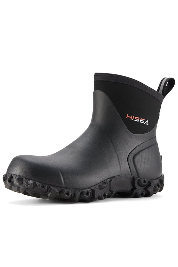 Men's Rubber Rain Boots Waterproof Outdoor Ankle Mud Boots Black US Size 10