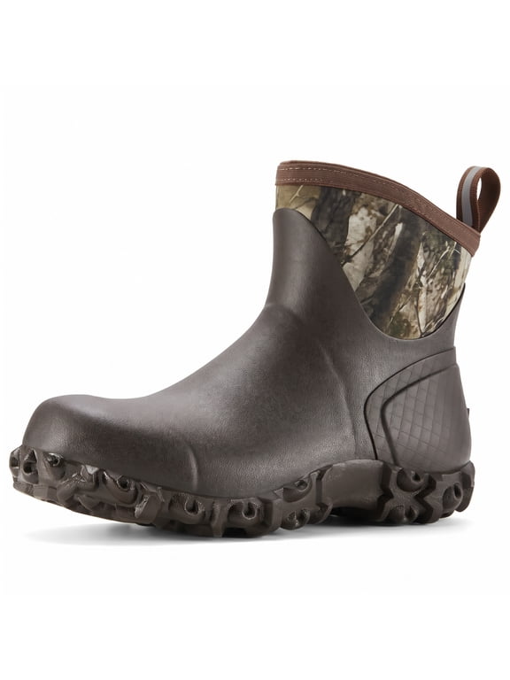 Ankle Rain Boots for Men Rubber Waterproof Outdoor Mud Bootie,Camo,US Size 12