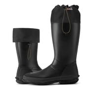 HISEA Men s Rubber Rain Boots with Adjustable Closure for Men, Black, US Size 9