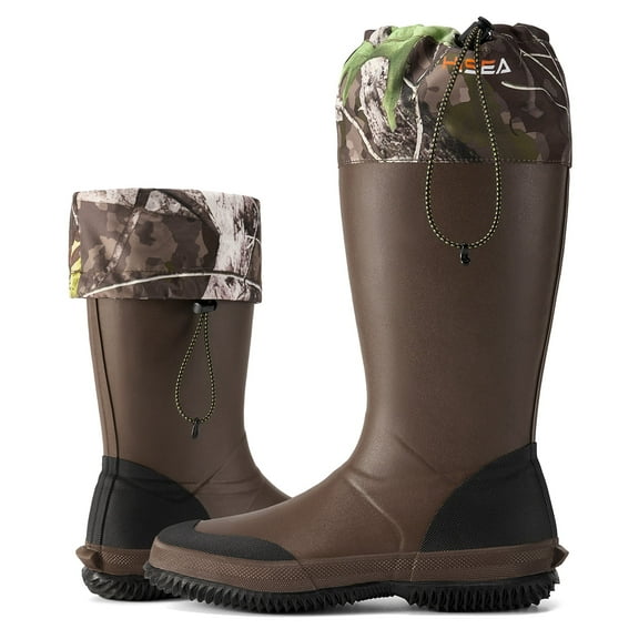 HISEA Men’s Rubber Rain Boots with Adjustable Closure for Men, Camo, US Size 10