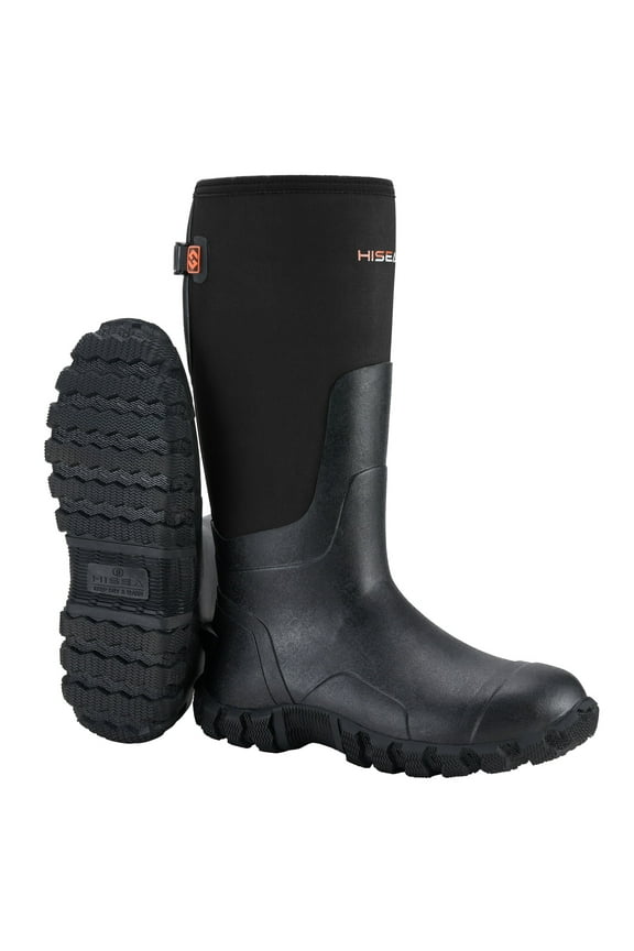 Men's Rubber Rain Boots with Steel, Shank Slip-Resistant Waterproof, Black, US Size 9