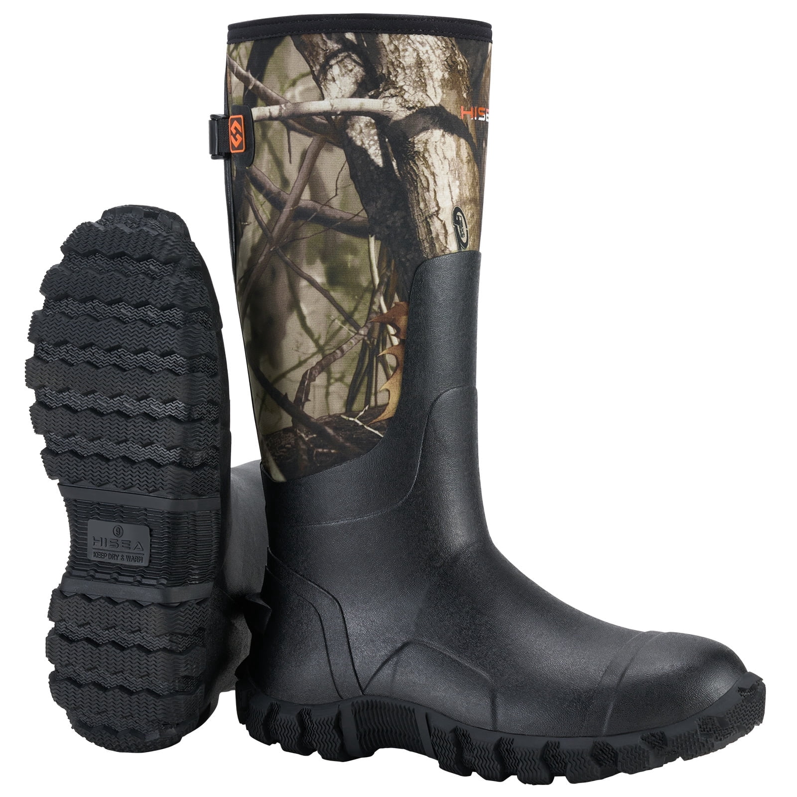 Men's Rubber Rain Boots with Steel, Shank Slip-Resistant Waterproof, Camo, US Size 10