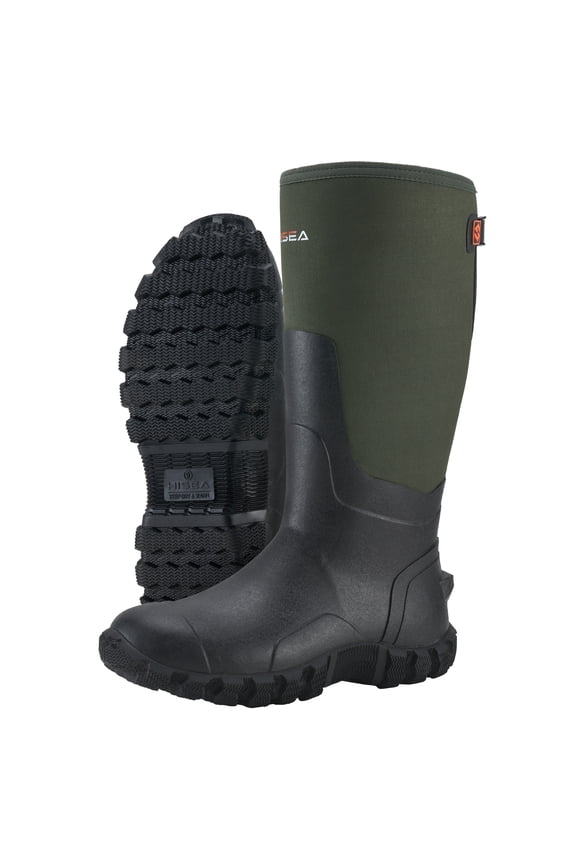 Men's Rubber Rain Boots with Steel, Shank Slip-Resistant Waterproof, Green, US Size 9