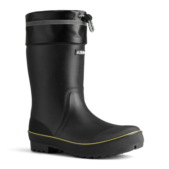 HISEA Mid Calf Rain Boot for Men,Anti-slip Waterproof PVC Mud Garden Boots with Adjustable Closure,Black & Yellow,Size 10.5