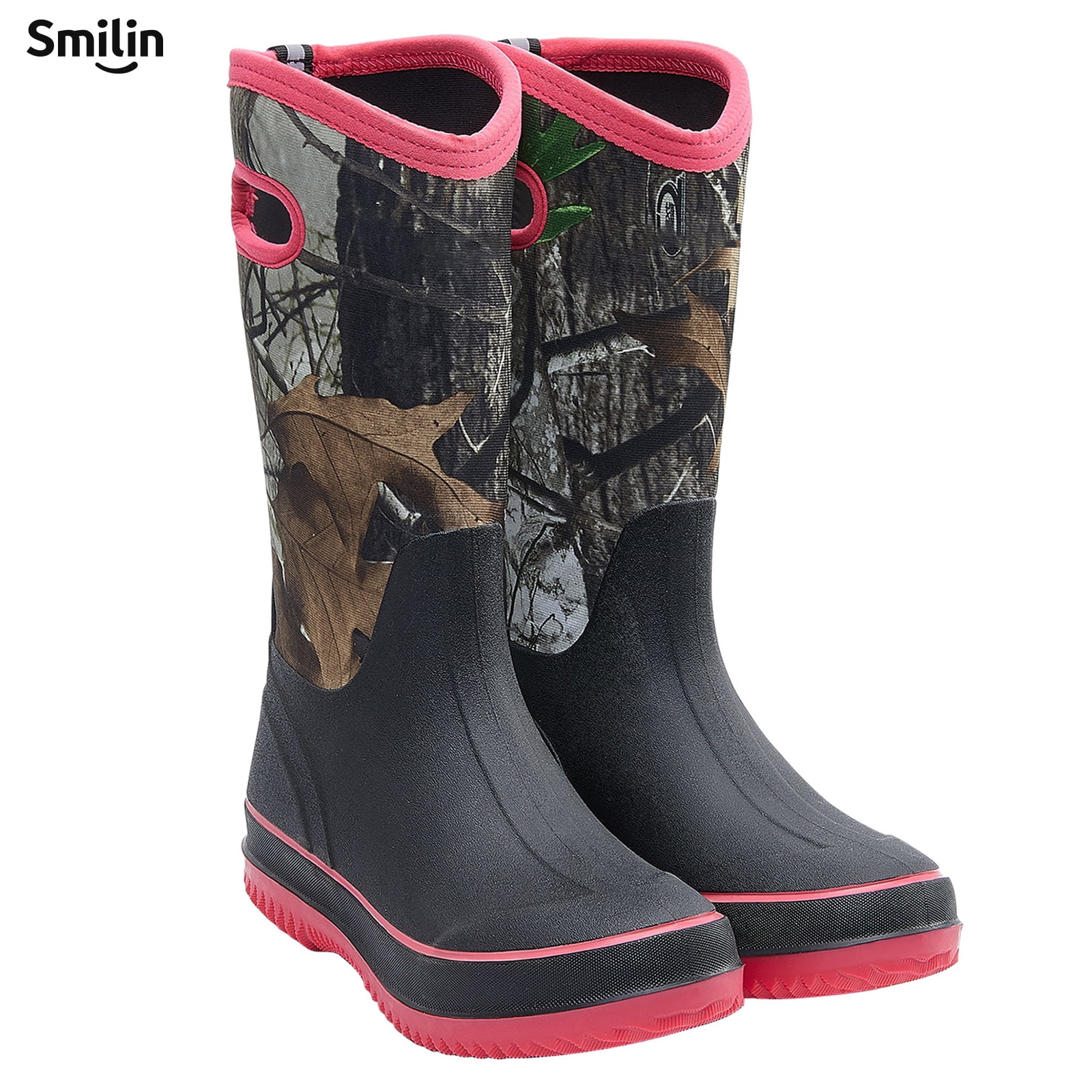 SMILIN Rain Boots for Women, Anti-slip Mid Calf Women Mud Boots, Camo, Size 6